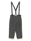 A Tentative Atelier Check-pattern Suspender Trousers In Black