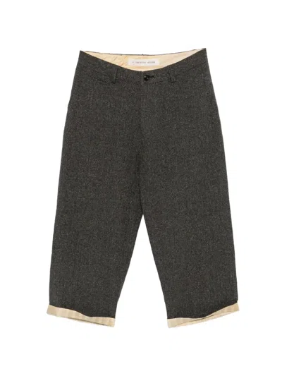 A Tentative Atelier Check-pattern Buckle-detail Trousers In Brown