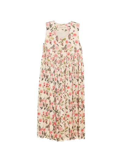 A Tentative Atelier Floral Printed Button Dress In Pink