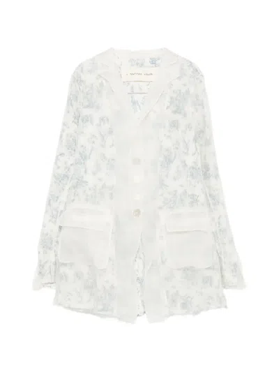 A Tentative Atelier Floral-print Sheer Jacket In White