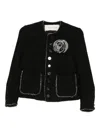 A Tentative Atelier Flower-appliqué Fitted Jacket In Black