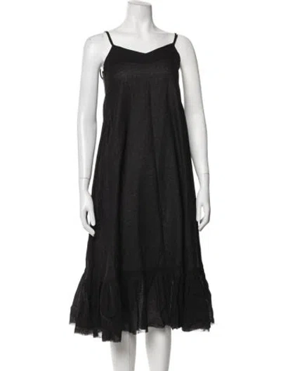 Pre-owned A Tentative Atelier Patterned Midi Length Dress In Black