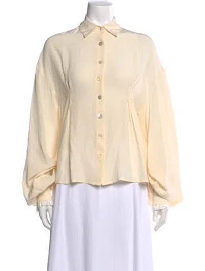 Pre-owned A Tentative Atelier Silk Long Sleeve Blouse W/ Tags In Neutral