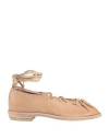 A Tentative Atelier Woman Ballet Flats Camel Size 7 Soft Leather In Beige