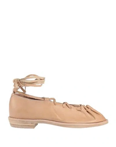 A Tentative Atelier Woman Ballet Flats Camel Size 7 Soft Leather In Beige