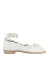 A Tentative Atelier Woman Ballet Flats Ivory Size 7 Soft Leather In White