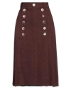 A Tentative Atelier Woman Midi Skirt Dark Brown Size 2 Wool, Linen, Cotton In Brown