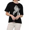 A Thousand Words Glitter Bow Tee In Black In Black