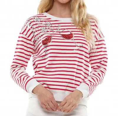 A Thousand Words Wine Glass Striped Top In Pattern