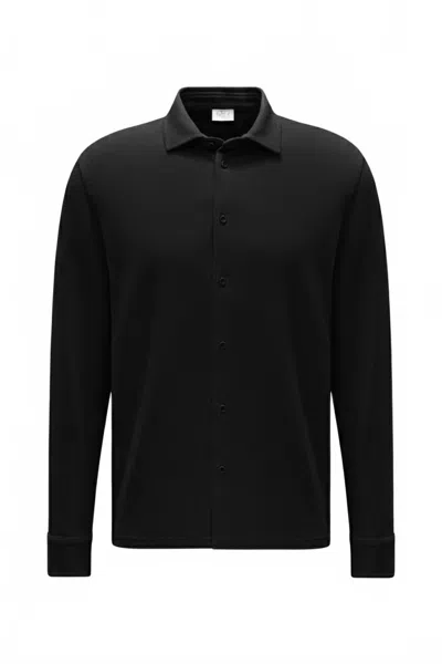 A Trip In A Bag Men's Pique Long Sleeve Shirt In Black In Metallic