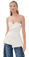 A.w.a.k.e. A. W.a. K.e. Mode Corseted Tuxedo Top Ivory In Ivory