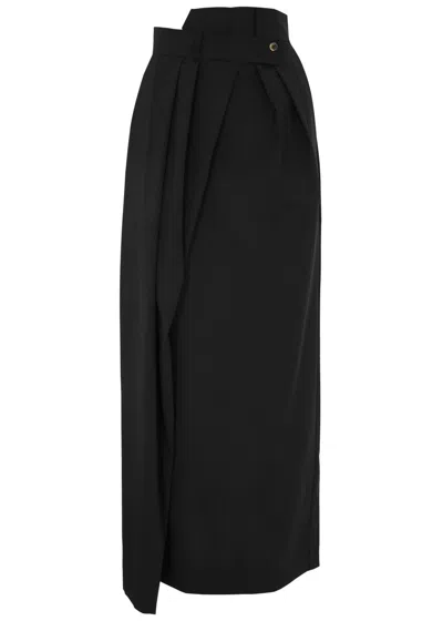 A.w.a.k.e. A. W.a. K.e Mode Deconstructed Stretch-wool Maxi Skirt In Black