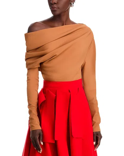 A.w.a.k.e. A. W.a. K.e. Mode Draped One Shoulder Top In Ginger