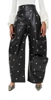 A.w.a.k.e. Faux Leather Studded Flared Leg Pants In Black