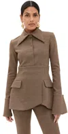 A.w.a.k.e. Gingham Fitted Jacket In Gingham