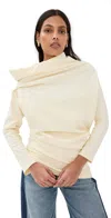A.w.a.k.e. Asymmetric Cowl-neck Jersey Top In Ivory