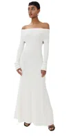 A.w.a.k.e. Off-the-shoulder Knit Maxi Dress In Ivory