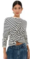 A.w.a.k.e. A. W.a. K.e. Mode Long Sleeve Knotted Jersey Top Stripe In Stripe