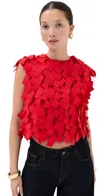 A.w.a.k.e. A. W.a. K.e. Mode Open Back Top With Rectangle Detail Red