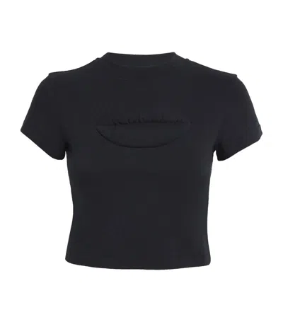 A.w.a.k.e. A. W.a. K.e. Mode Organic Cotton 3d Lip Appliqué T-shirt In Blue