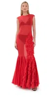 A.w.a.k.e. A. W.a. K.e. Mode Organza Godet Dress Red In Red