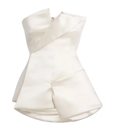 A.w.a.k.e. A. W.a. K.e. Mode Satin Corseted Tuxedo Top In Ivory