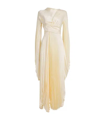 A.w.a.k.e. A. W.a. K.e. Mode Satin Wrap-around Pleated Dress In Ivory