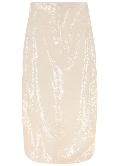 Mode Sheer Sequin Midi Skirt In Ivory - Main Image