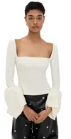 A.w.a.k.e. A. W.a. K.e. Mode Top With Square Decollete And Puff Cuffs Ivory In Ivory