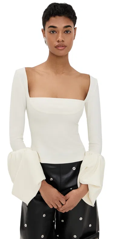 A.w.a.k.e. A. W.a. K.e. Mode Top With Square Decollete And Puff Cuffs Ivory