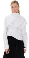 A.w.a.k.e. Asymmetrical Twisted Shirt Top In White
