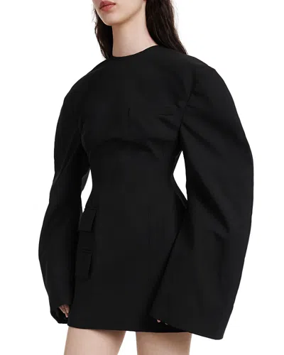 A.w.a.k.e. A. W.a. K.e. Mode Volume Sleeve Mini Dress In Black