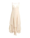 A.w.a.k.e. A. W.a. K.e. Mode Woman Maxi Dress Beige Size 12 Wool, Recycled Polyester In Beige