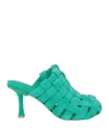 A.w.a.k.e. A. W.a. K.e. Mode Woman Mules & Clogs Emerald Green Size 8 Leather In Green