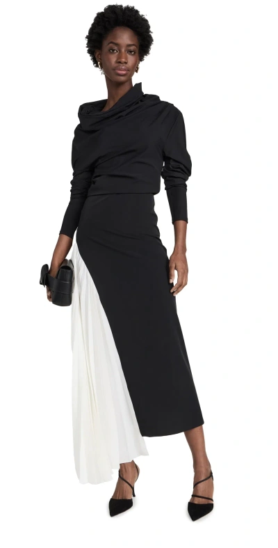 A.w.a.k.e. A. W.a. K.e. Mode Asymmetric Maxi Dress Black / Ivory