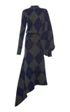 A.w.a.k.e. Argyle-knit Wool Midi Dress In Multi