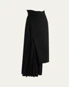 A.w.a.k.e. A.w.a.k.e Mode Pleated Wrap-effect Crepe Maxi Skirt In Black