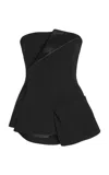 A.w.a.k.e. Asymmetrical Tuxedo Corset Top In Black
