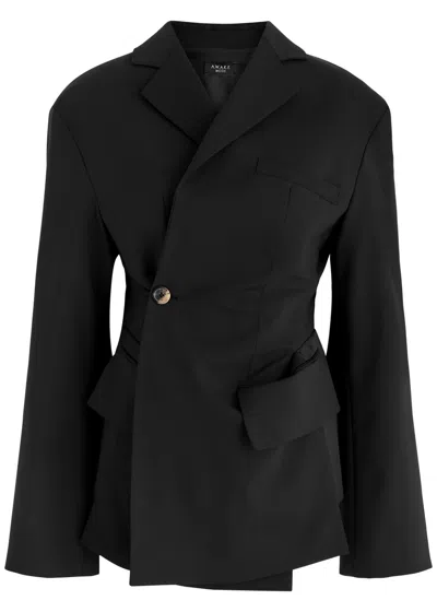 A.w.a.k.e. A.w.a.k.e Mode Asymmetric Open-back Stretch-wool Blazer In Black