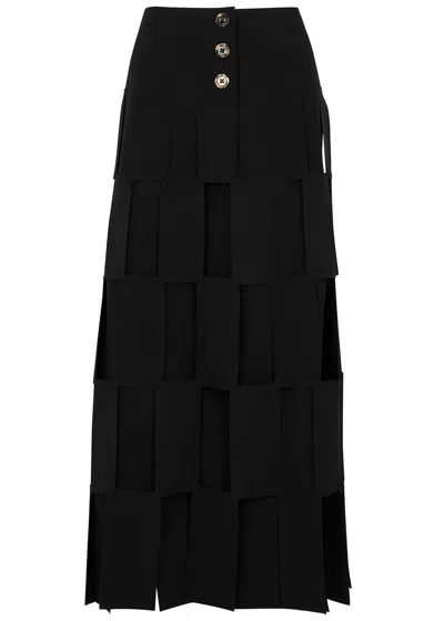 A.w.a.k.e. A.w.a.k.e Mode Black Laser-cut Layered Midi Skirt