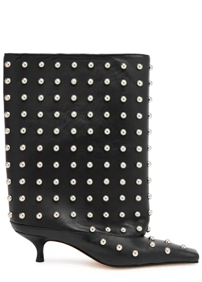 A.w.a.k.e. A.w.a.k.e Mode Dana Rock 50 Studded Leather Ankle Boots In Black And Silver
