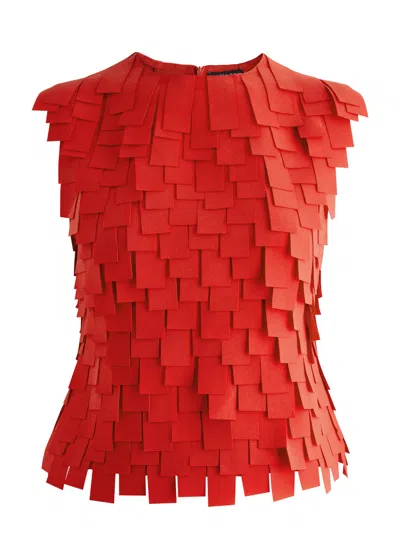 A.w.a.k.e. A.w.a.k.e Mode Laser-cut Fringed Top In Red