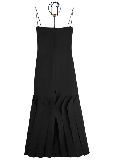 A.w.a.k.e. A.w.a.k.e Mode Lip Chocker Crepe Midi Dress In Black