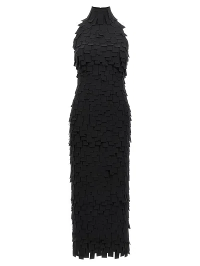 A.w.a.k.e. Multi Rectangle Halterneck Midi Dress In Black