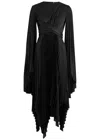 A.w.a.k.e. A.w.a.k.e Mode Pleated Wrap-effect Satin Midi Dress In Black