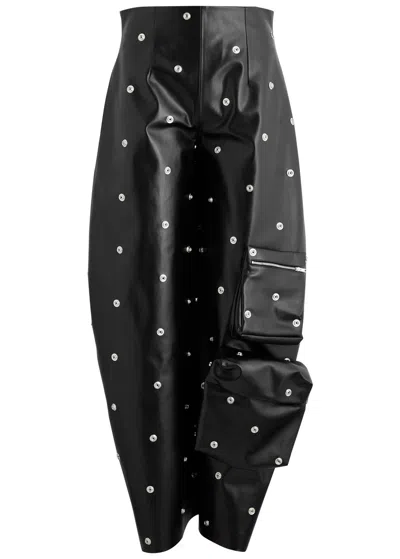 A.w.a.k.e. A.w.a.k.e Mode Stud-embellished Faux Leather Trousers In Black
