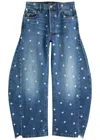 A.w.a.k.e. A.w.a.k.e Mode Studded Organic Barrel-leg Jeans In Blue