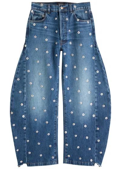 A.w.a.k.e. A.w.a.k.e Mode Studded Organic Barrel-leg Jeans In Blue