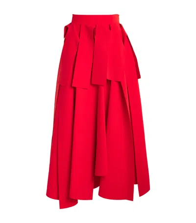 A.w.a.k.e. Aysmmetric Midi Skirt In Red