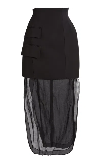 A.w.a.k.e. Basque Skirt With Organza Layer In Black